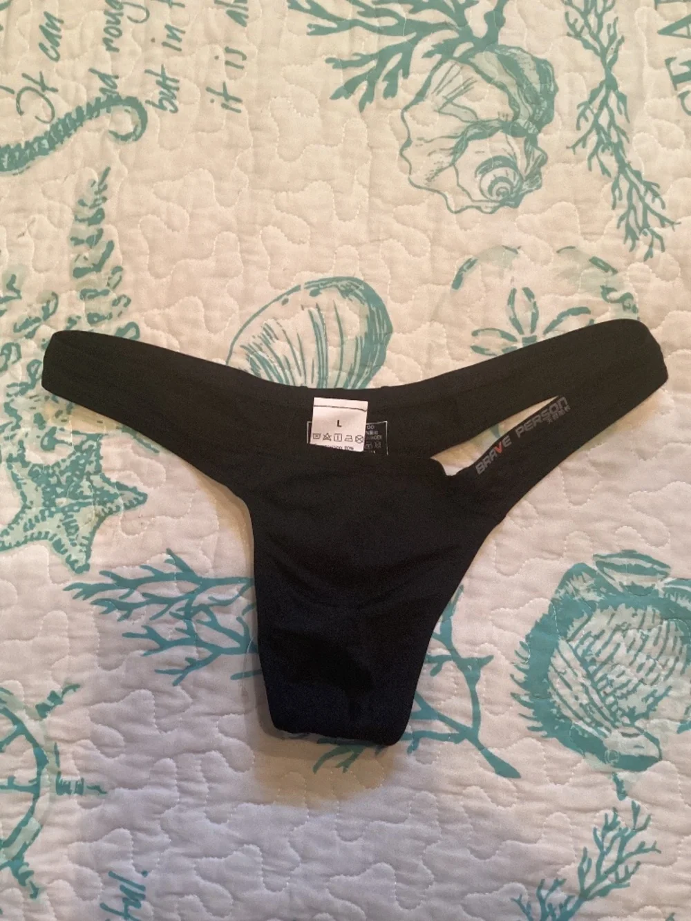 Brave Person, black thong, large.